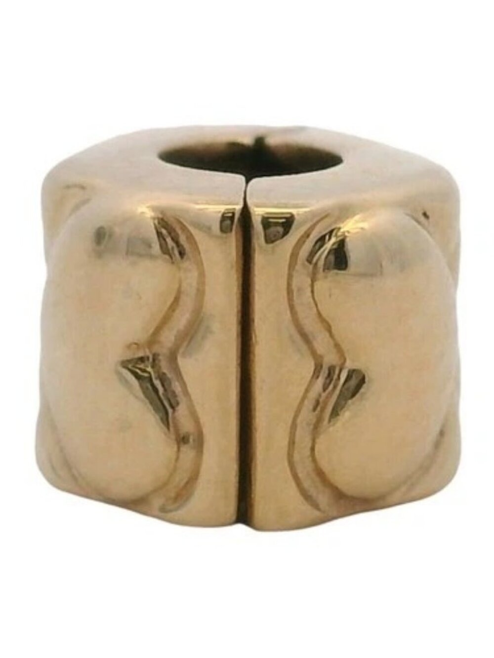 Retired Pandora Solid 14k Yellow Gold Hearts Love Clip Spacer Charm